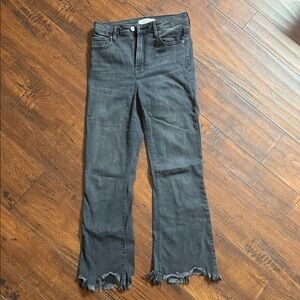 Women's Frayed Hem Gray Flare Jeans
